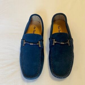 Men's Navy Blue Suede Driving Loafers, Size 8 M